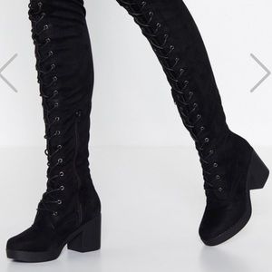 Nasty Gal thigh high witch boots NEW